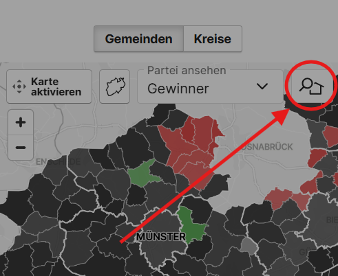 Скріншот карти WAZ з підказкою, куди натискати